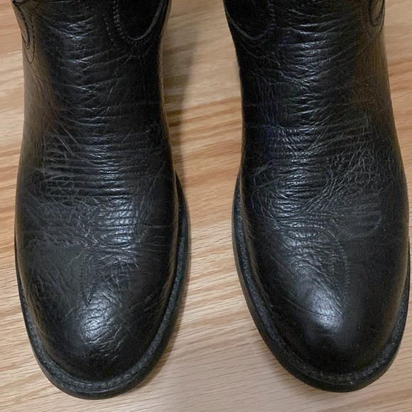 Cowtown Boots Cowboy Western Rodeo Round Toe Black Leather Made in USA 9.5 D